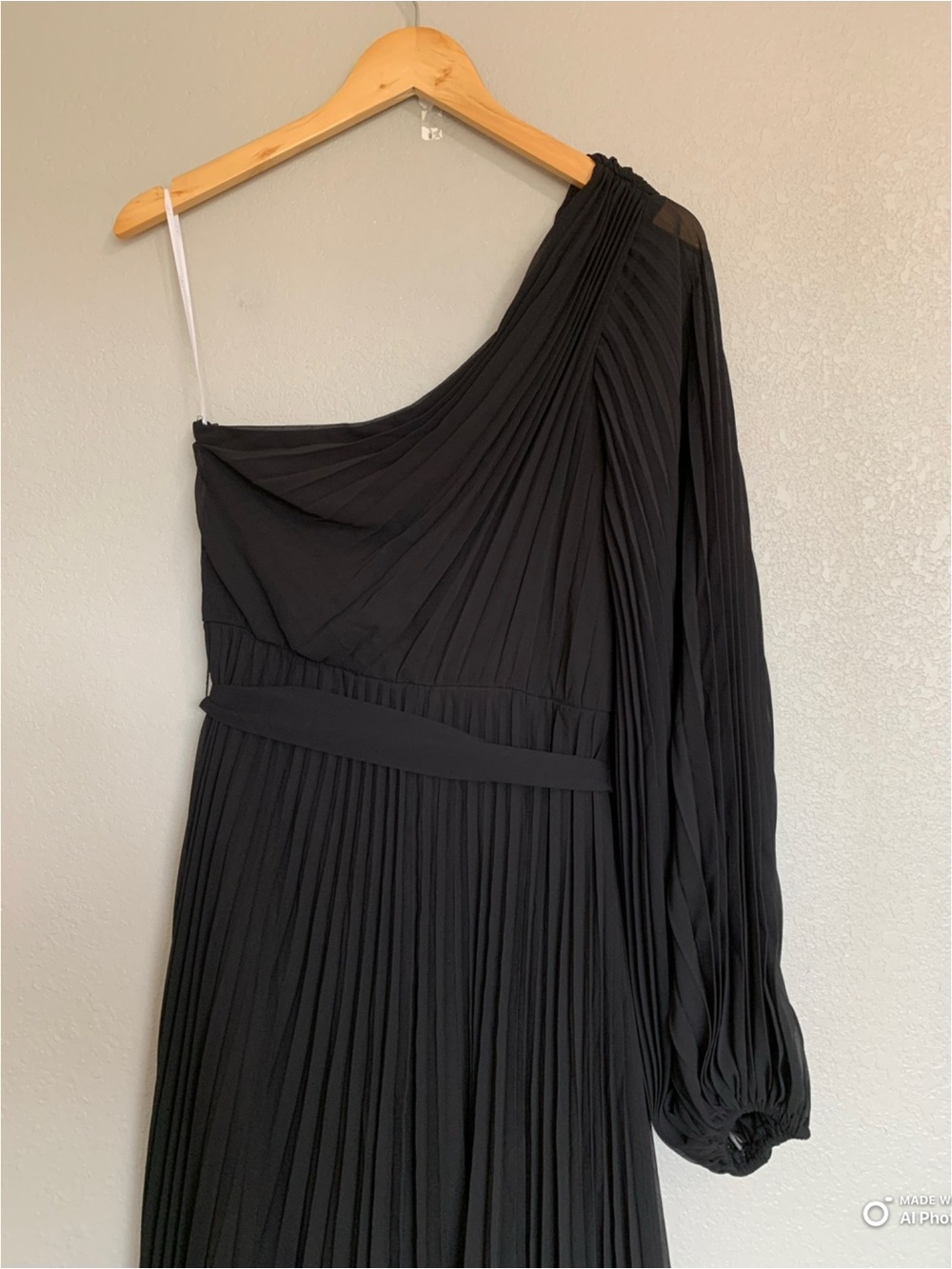 Lulus XL Divine Charm Black Pleated One Shoulder Maxi Dress NWT Formal Evening - Picture 9 of 17